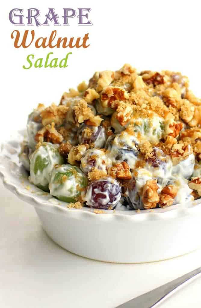Grape Walnut Salad - a unique fruit salad that is always a crowd pleaser! the-girl-who-ate-everything.com
