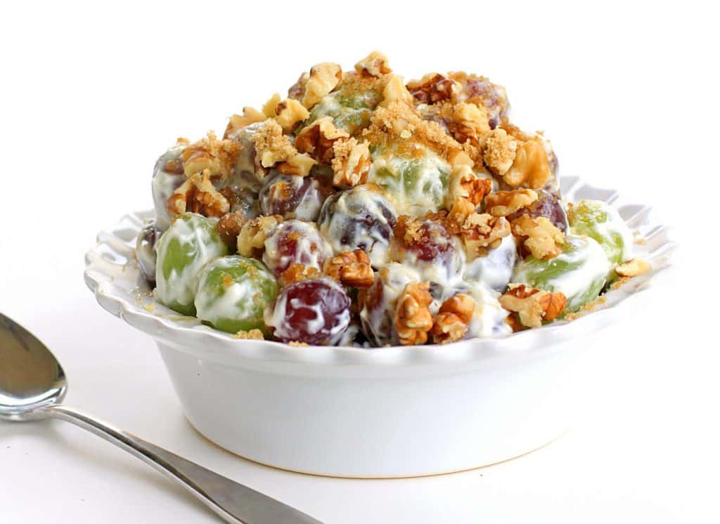 Grape Walnut Salad - a unique fruit salad that is always a crowd pleaser! the-girl-who-ate-everything.com