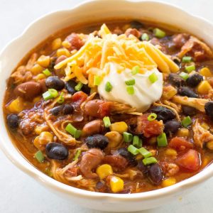 Chicken Taco Soup - one of our favorite chicken chili recipes ever! the-girl-who-ate-everything.com