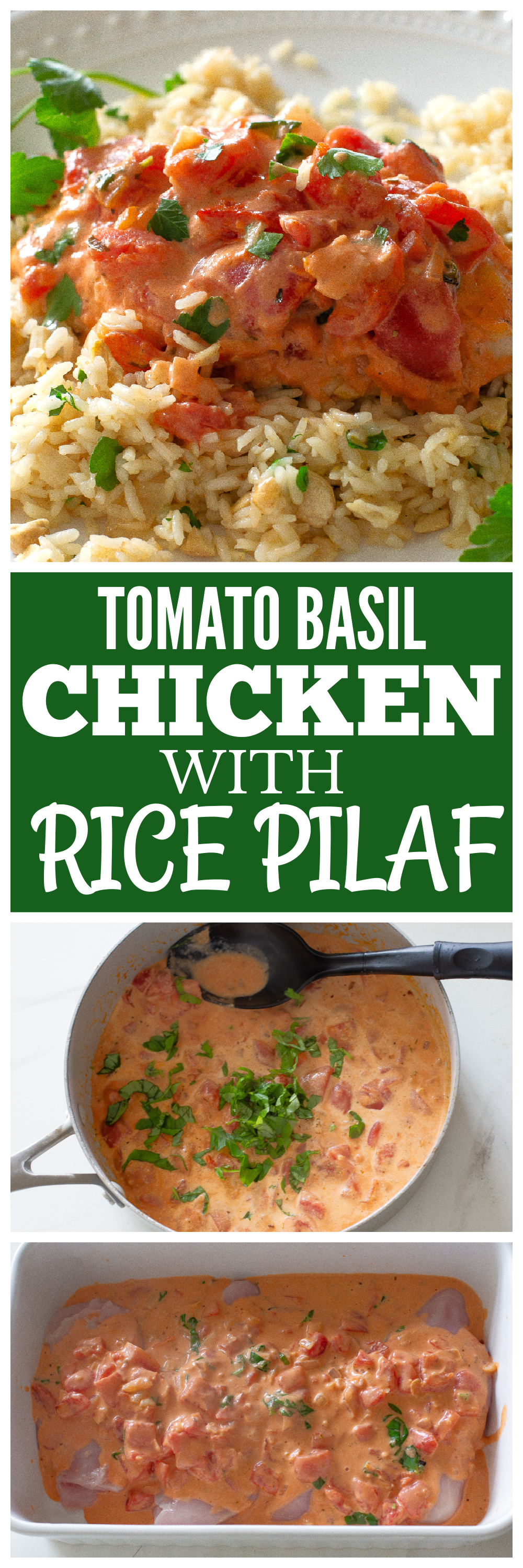 Tomato-Basil Chicken and Cashew Rice Pilaf