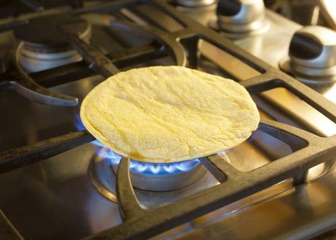 tortilla on a stove