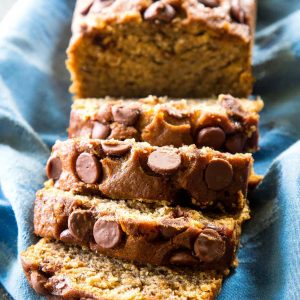 The Best Banana Bread - so moist and topped with chocolate chips. the-girl-who-ate-everything.com