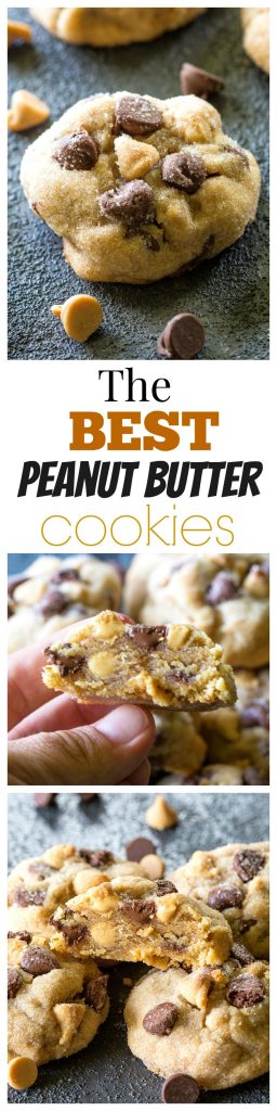 The Best Peanut Butter Cookies - studded with chocolate chips and peanut butter chips. #peanut #butter #cookies #dessert #recipe