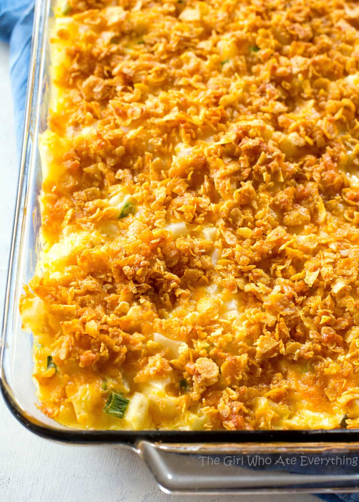 Funeral potatoes in a dish