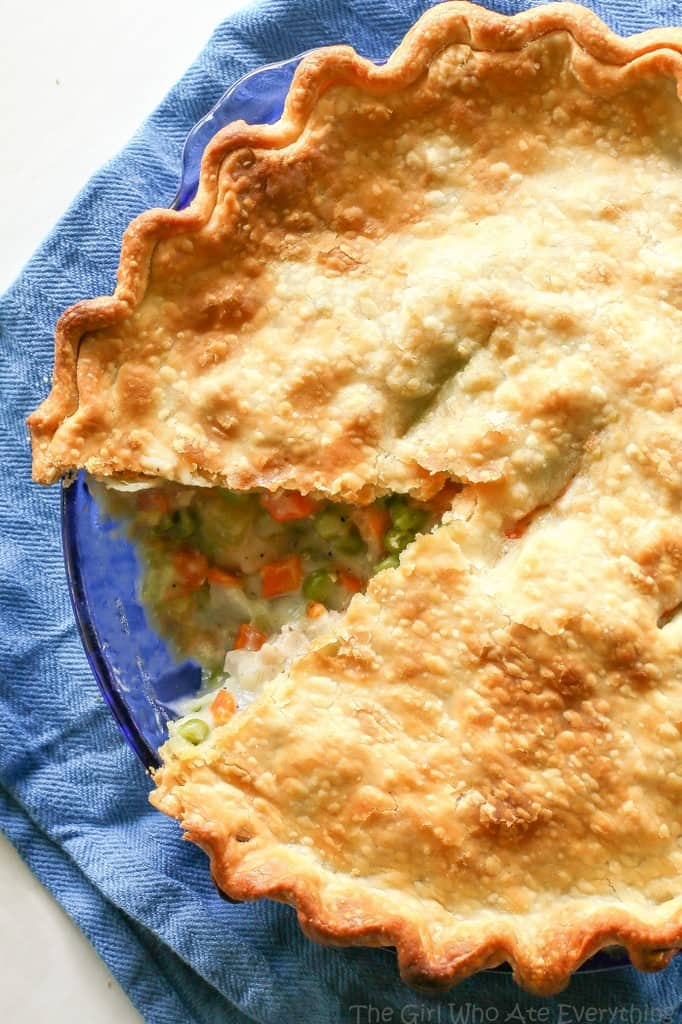 Chicken Pot Pie with slice cut out