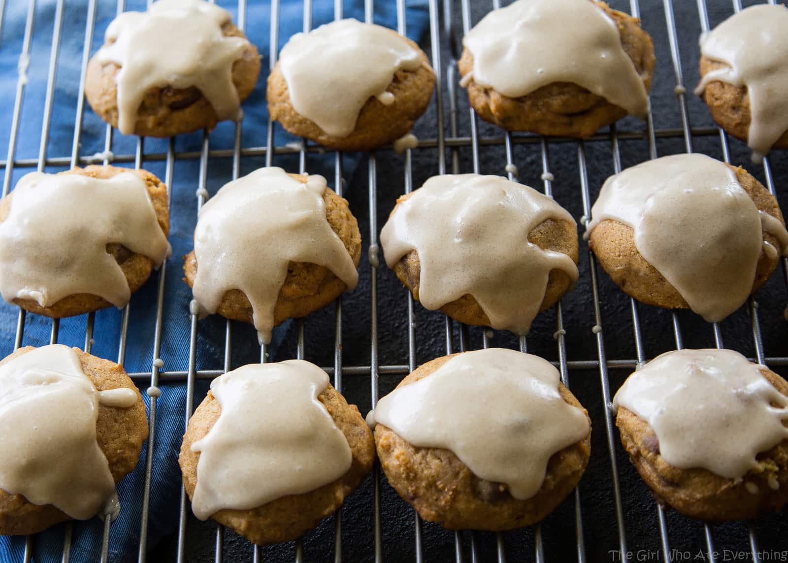 Pumpkin Chocolate Chip Cookies with Brown Sugar Icing - these soft pumpkin cookies will be a fall favorite every year. the-girl-who-ate-everything.com