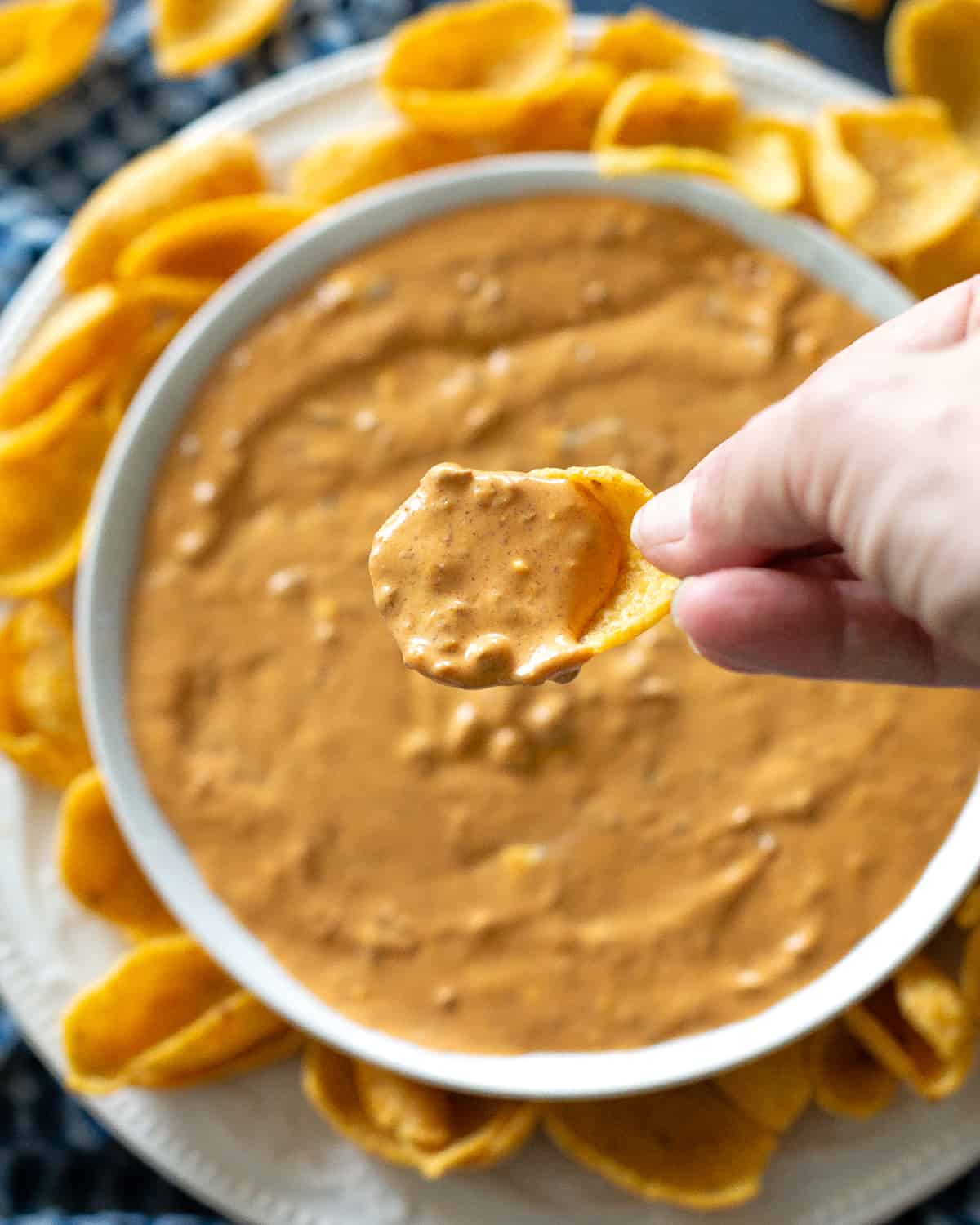 scoop of chili cheese dip