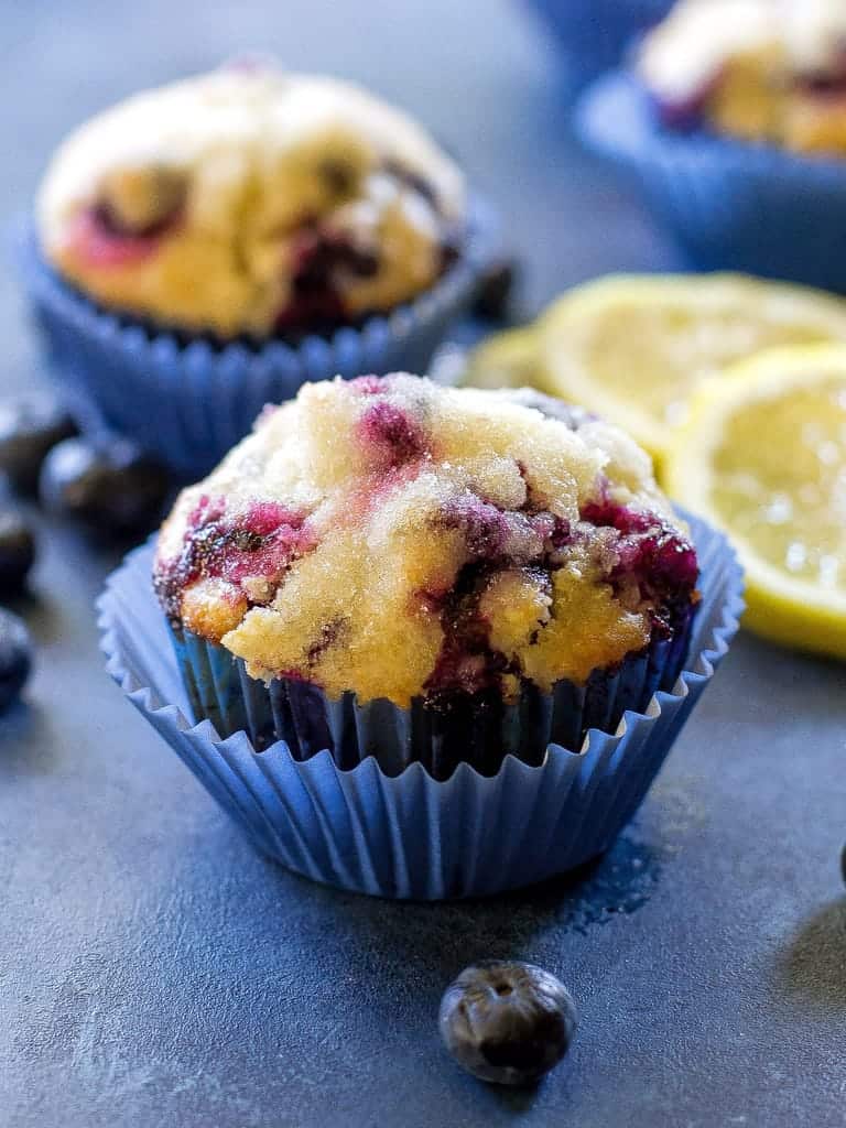  Lemon Blueberry Muffins on a plate