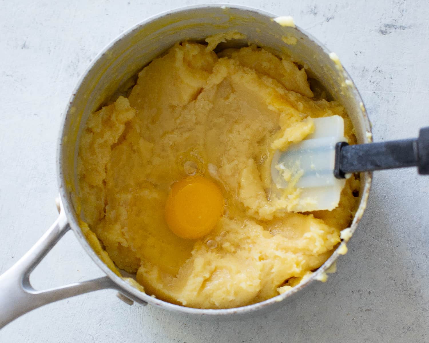 egg in eclair dough