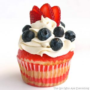Flag Cupcakes with Vanilla Buttercream - easy and great for the fourth of July! the-girl-who-ate-everything.com