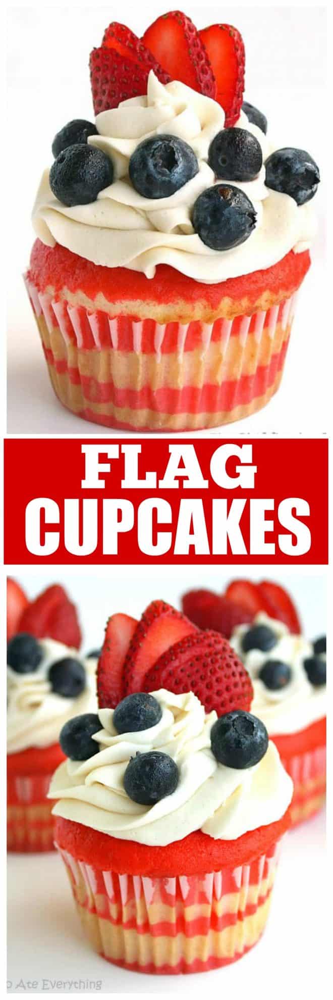 Flag Cupcakes with Vanilla Buttercream