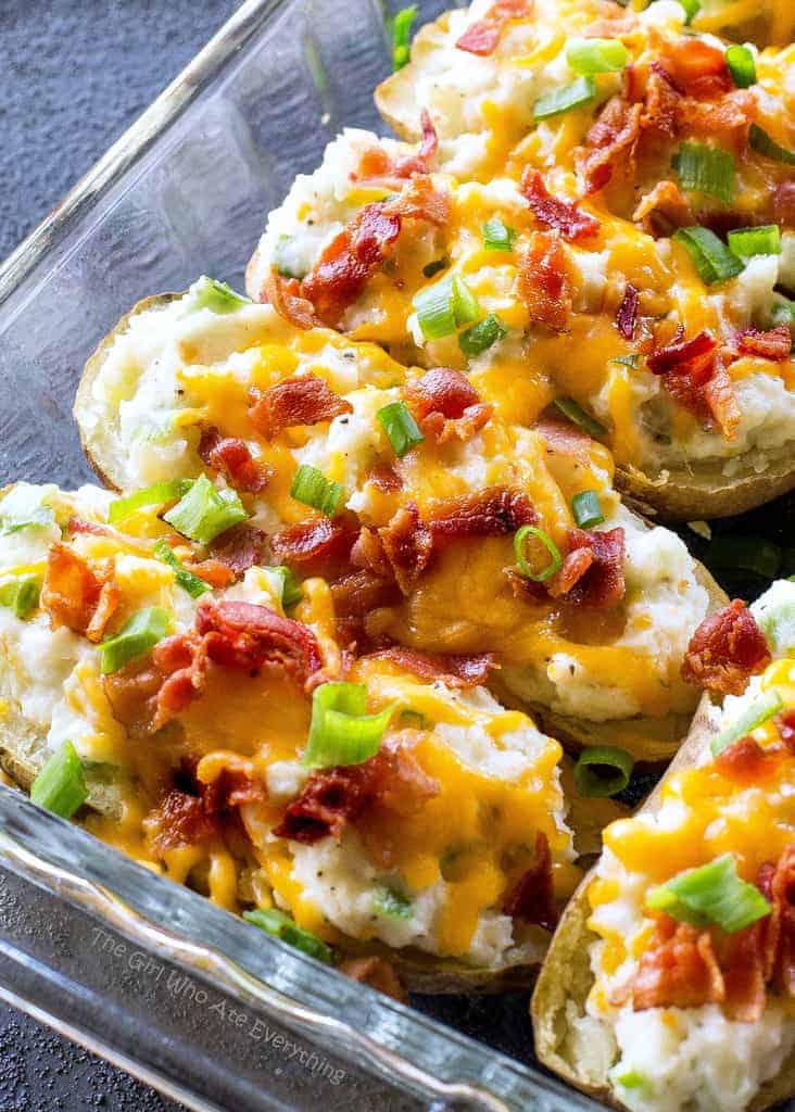 Twice Baked Potatoes in a pan