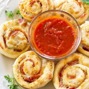 Pizza Rolls On a plate with marinara