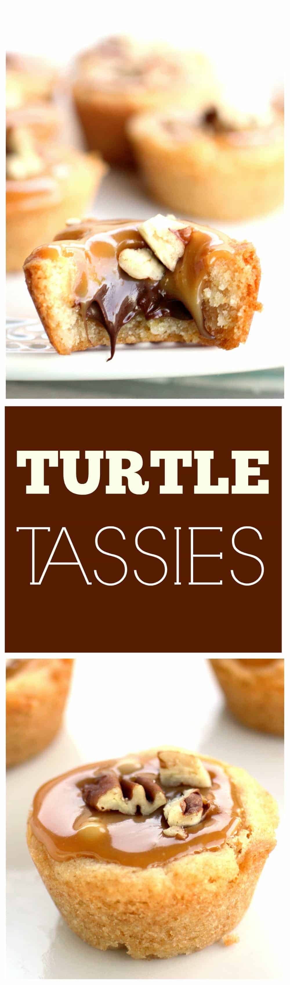 Turtle Tassies - Caramel, chocolate, and nuts in a sugar cookie cup. the-girl-who-ate-everything.com