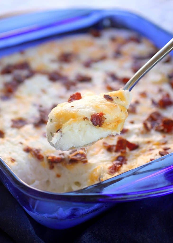 Loaded Baked Potato Casserole - creamy and full of everything you would find in a baked potato. the-girl-who-ate-everything.com