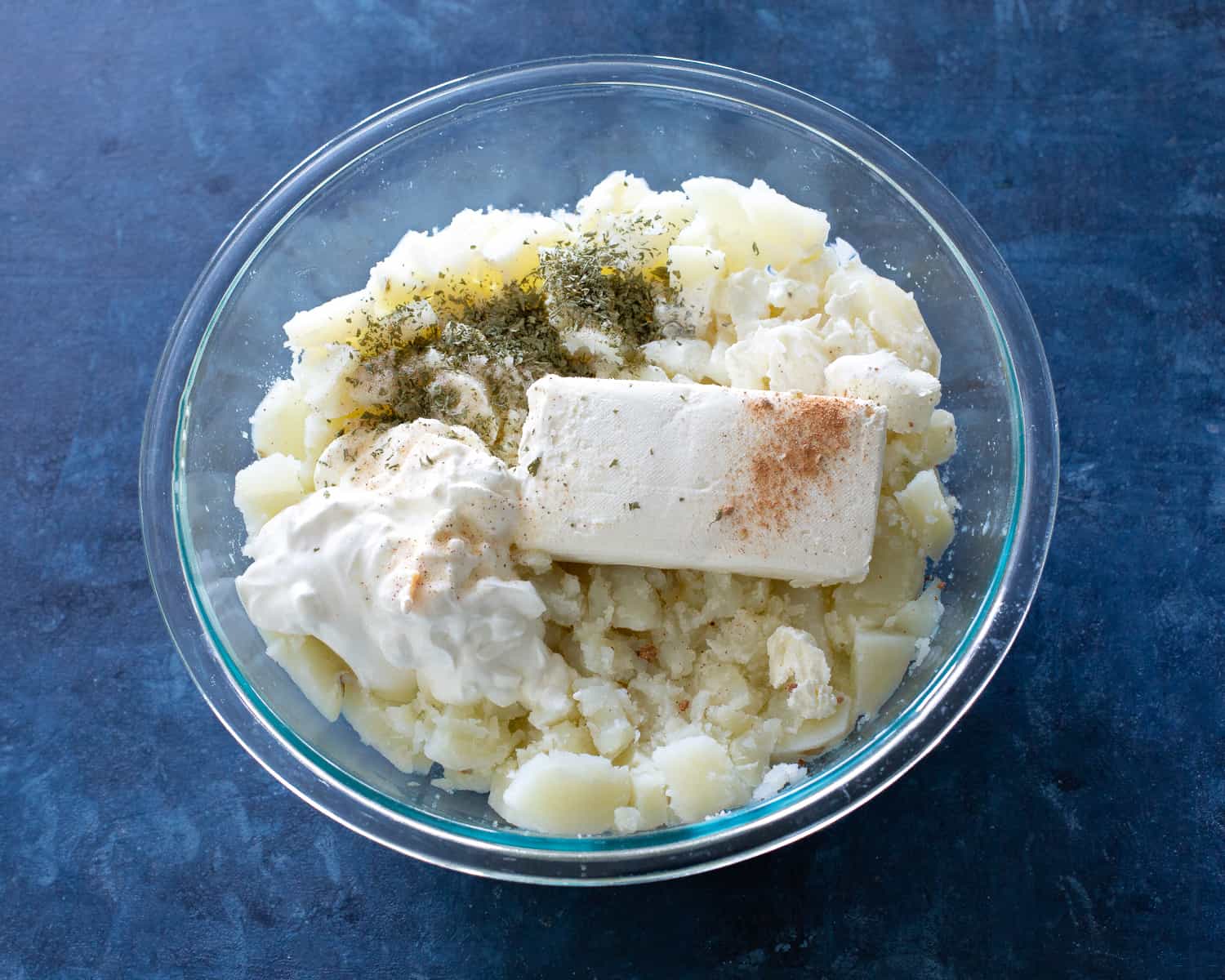 mashed potatoes with cream cheese, sour cream