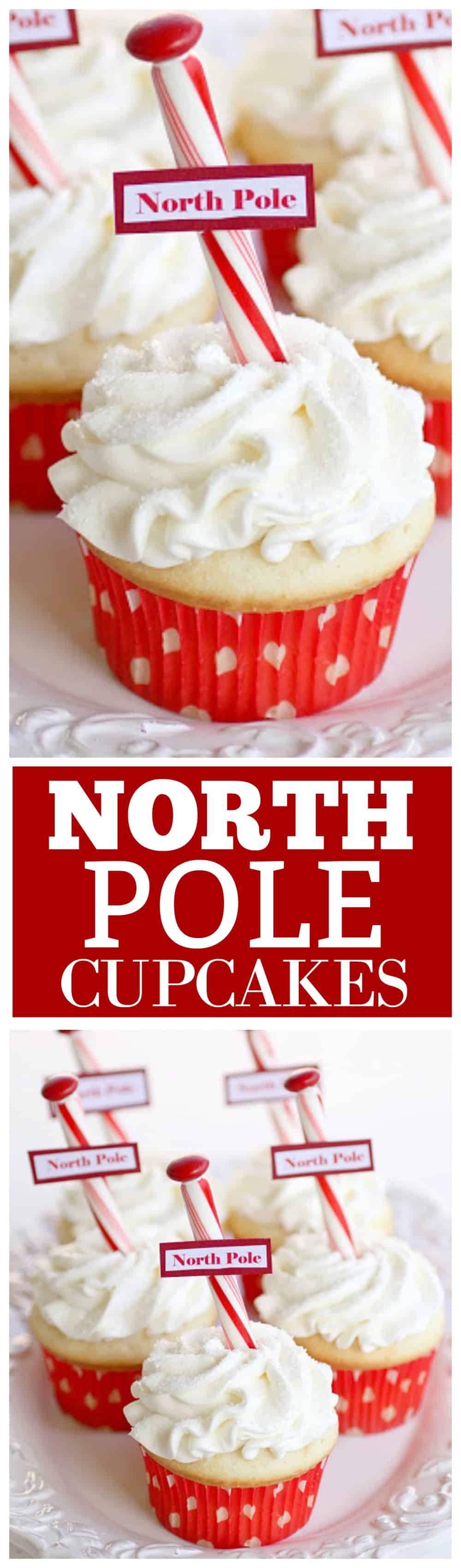 North Pole Cupcakes - simple and easy Christmas cupcakes that are so festive! #north #pole #cupcakes #christmas #dessert