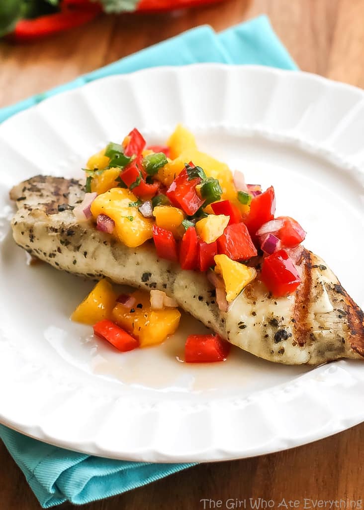 Grilled Tilapia with Mango Salsa - fresh, clean, and healthy. the-girl-who-ate-everything.com