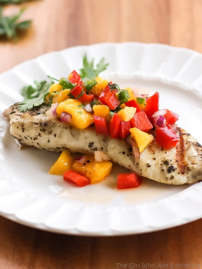 Grilled Tilapia with Mango Salsa - fresh, clean, and healthy. the-girl-who-ate-everything.com