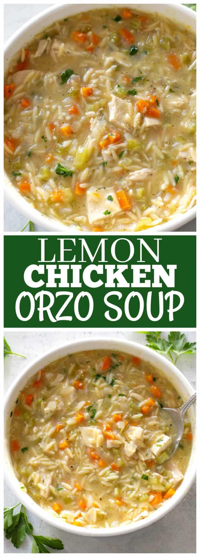 Lemon chicken orzo soup