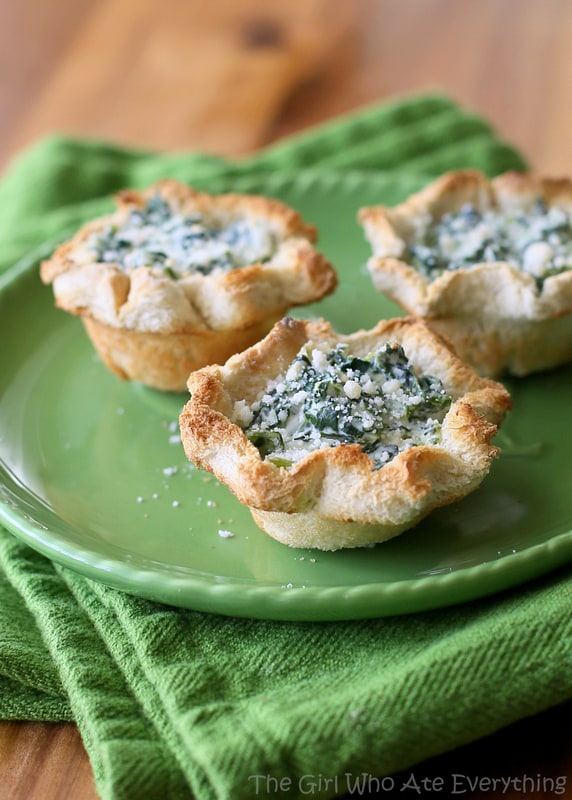Spinach Artichoke Dip Cups on a green plate