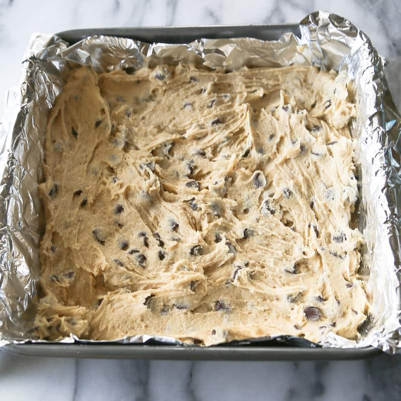 Chocolate Chip Cookie Dough Squared Bars