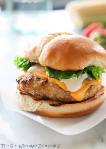 Cheddar Ranch Chicken Burgers - The Girl Who Ate Everything