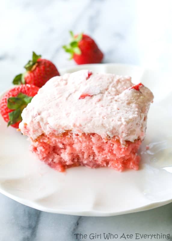 Strawberries and Cream Sheet Cake | The Girl Who Ate Everything