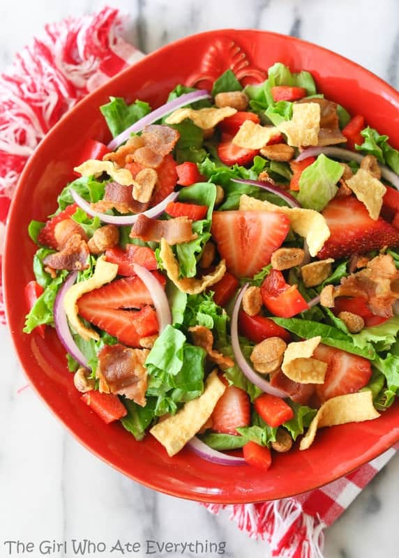 Strawberry Wonton Spinach Salad
