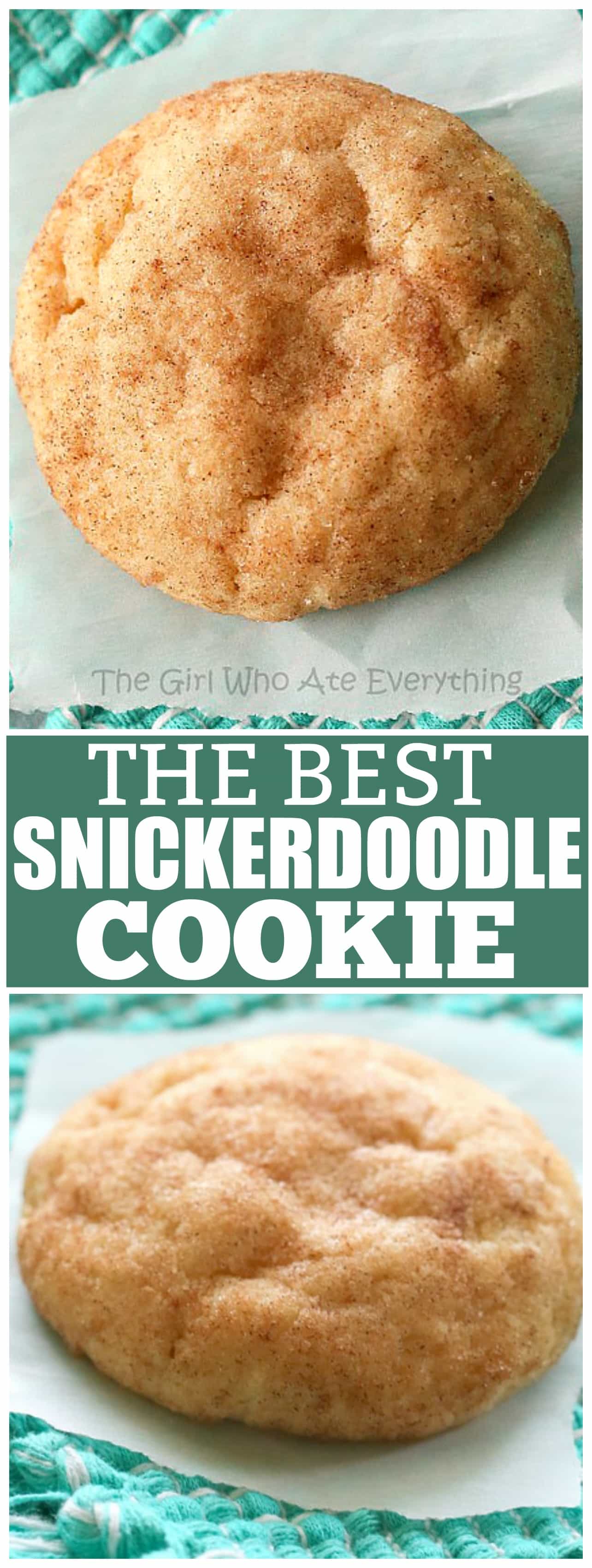 This is the Best Snickerdoodle recipe using all butter (no shortening here) and yields a very thick and soft cookie. #best #snickerdoodle #cookies #recipe #dessert