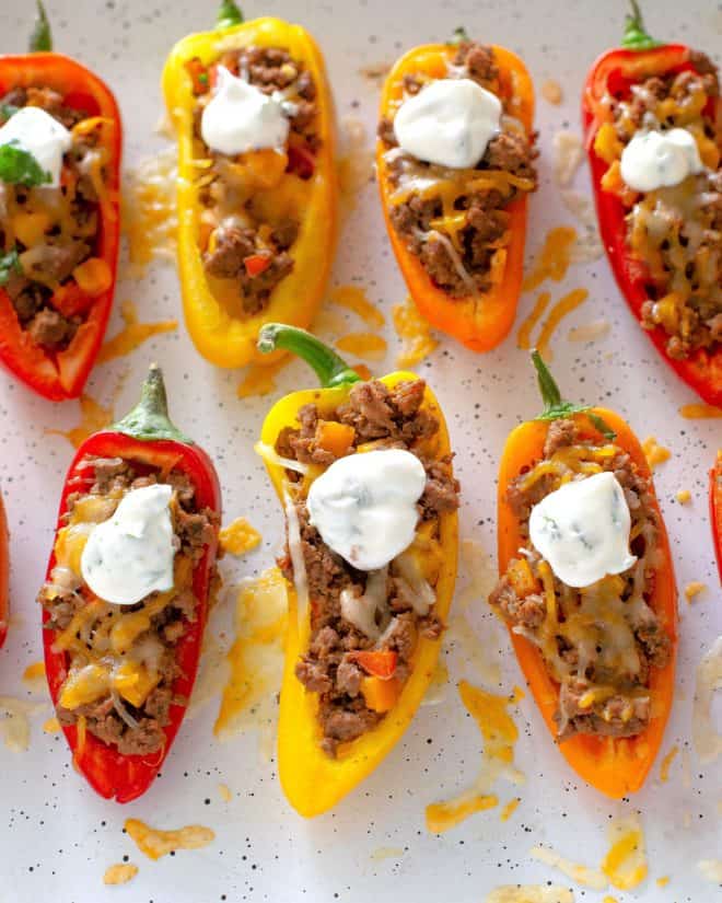 mini stuffed peppers with sour cream