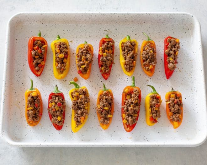 mini bell peppers stuffed with taco meat