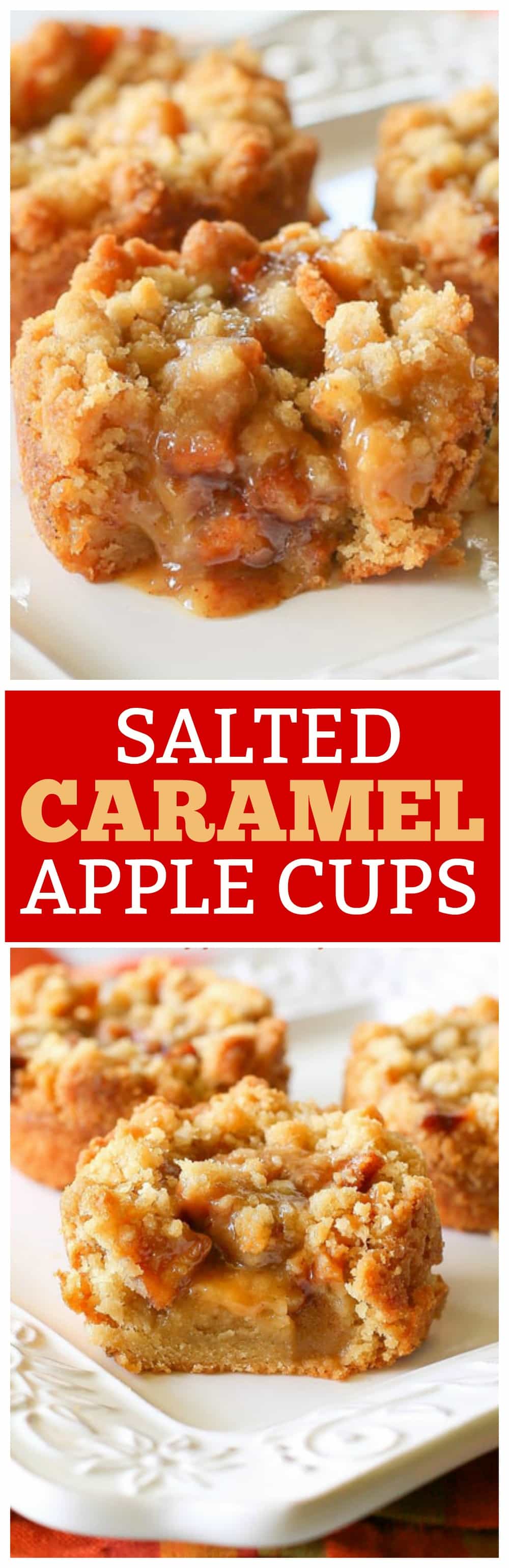 Salted Caramel Apple Cups - so good and the perfect fall dessert. #caramel #apple #cups #recipe #fall #dessert