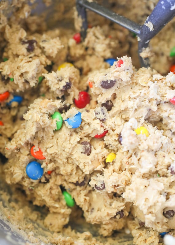 monster cookie dough in a mixer