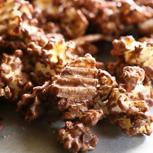 Chocolate-covered Potato Chip Popcorn - a sweet and salty treat that is so addicting.