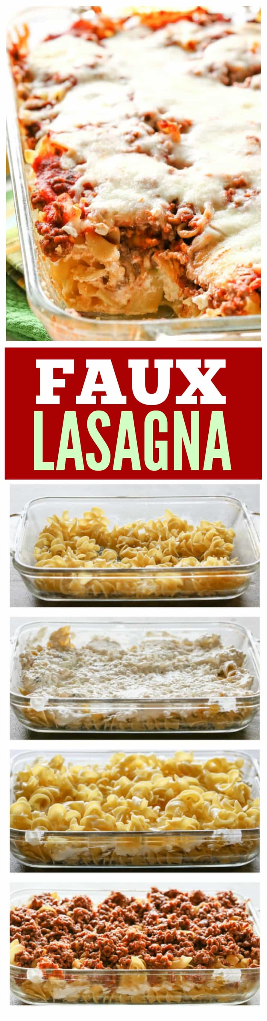 This Faux Lasagna is lasagna without all of the work. This can totally be made ahead of time and is a great casserole to freeze! 