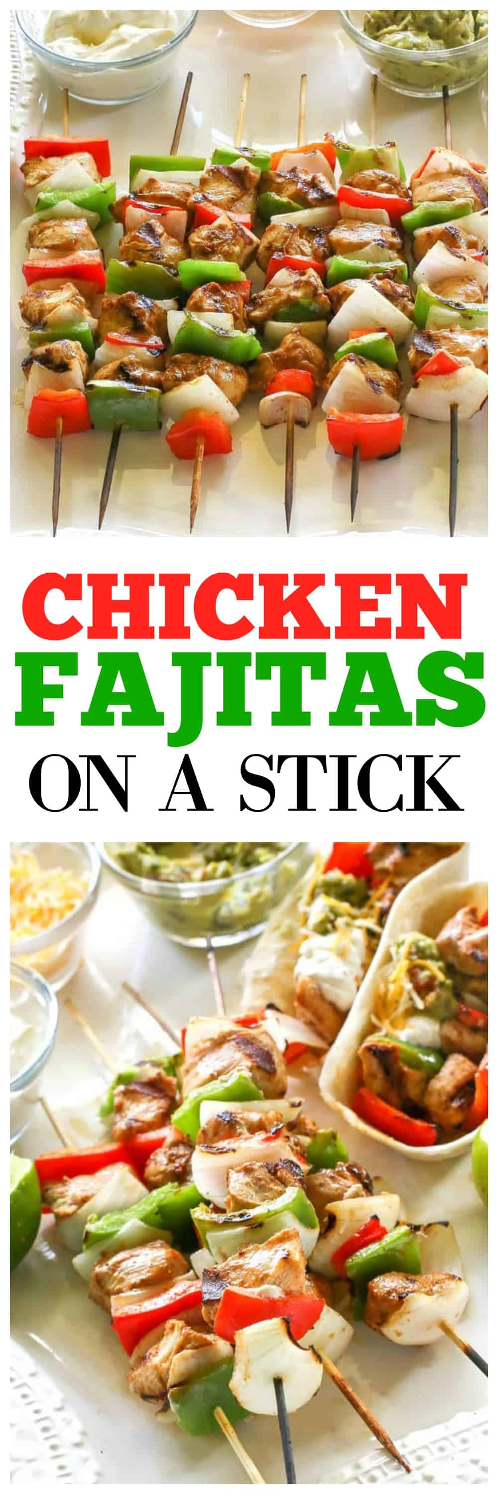 These Fajitas on a Stick are a fun way to serve fajitas. Everyone gets their own skewer! #chicken #dinner #mexican #recipe