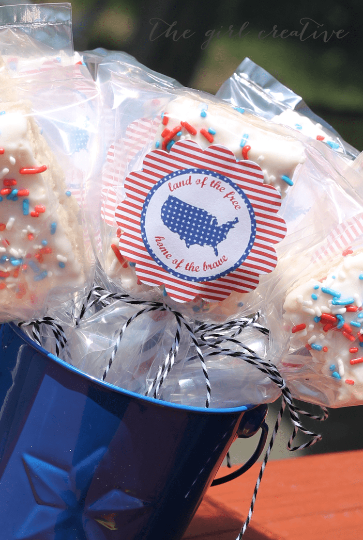 4th of July Rice Krispie Treat Pops - content closeup