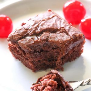 Chocolate Cherry Bars - so easy and a great potluck dessert. the-girl-who-ate-everything.com
