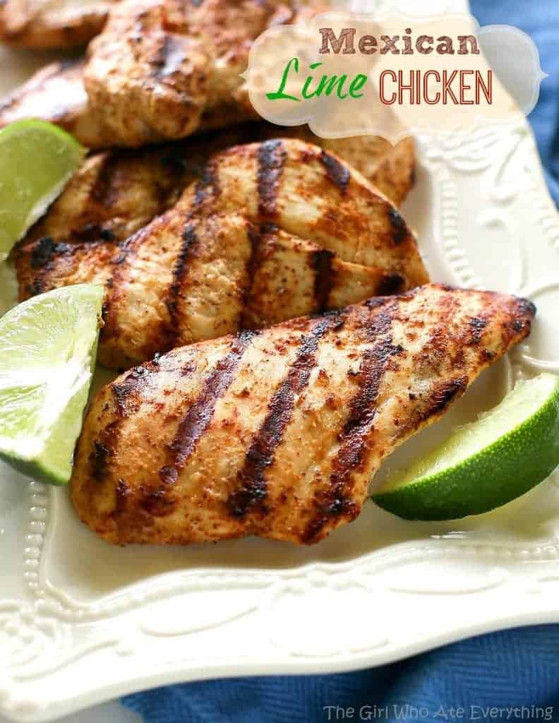 Grilled Mexican Lime Chicken - great over salad, in tacos, burritos, or just by itself. the-girl-who-ate-everything.com