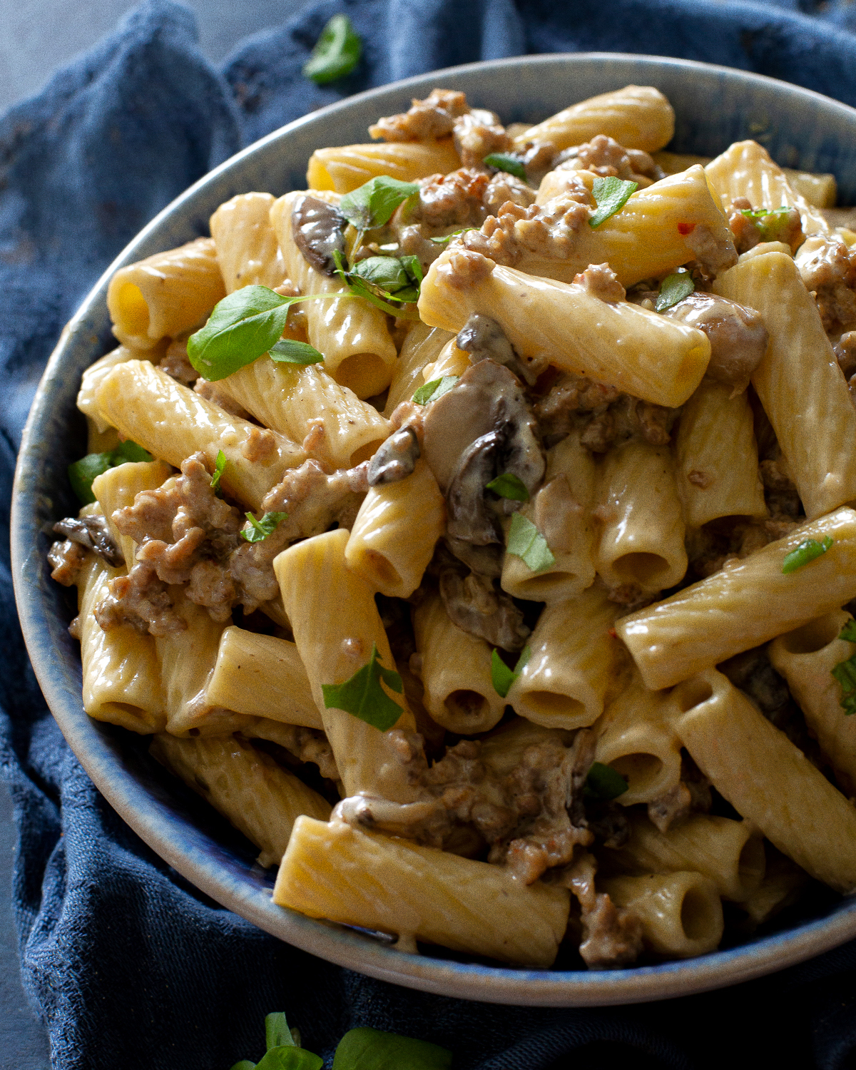 Creamy Sausage Rigatoni with Mushrooms