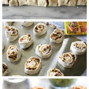 Taco Pizza Rolls - taco meat and cheese rolled up in pizza dough and topped with your favorite taco toppings. the-girl-who-ate-everthing.com