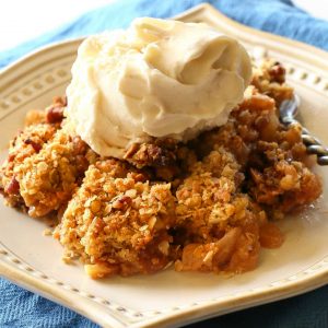 Butterscotch Apple Pecan Cobbler - this is divine!! A nice twist on your classic apple cobbler and the butterscotch gives it a little special something. the-girl-who-ate-everything.com