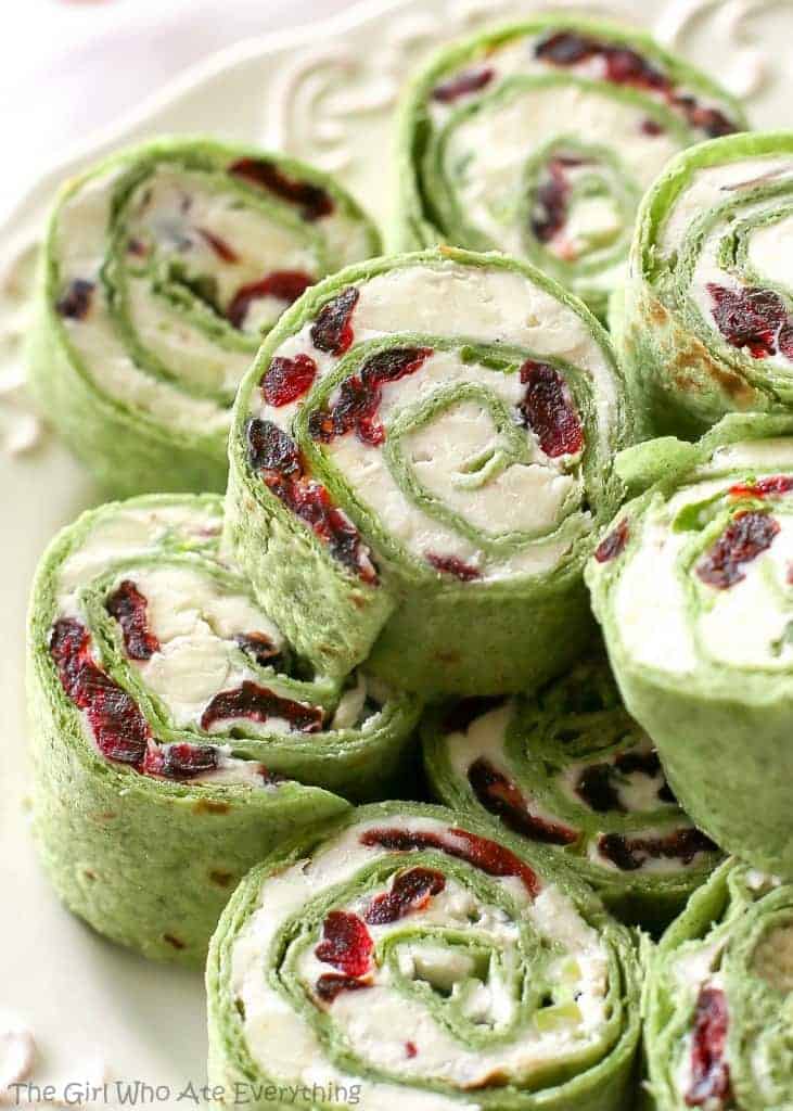 Cranberry Feta Pinwheels: a sweet and salty combo that's perfect for a Christmas appetizer. the-girl-who-ate-everything.com
