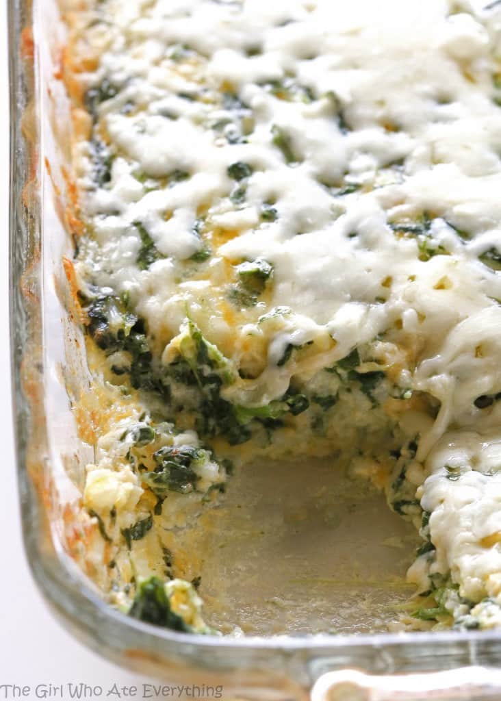 Spinach Parmesan Rice Bake - a cheesy side dish with spinach, cheese, and rice. the-girl-who-ate-everything.com