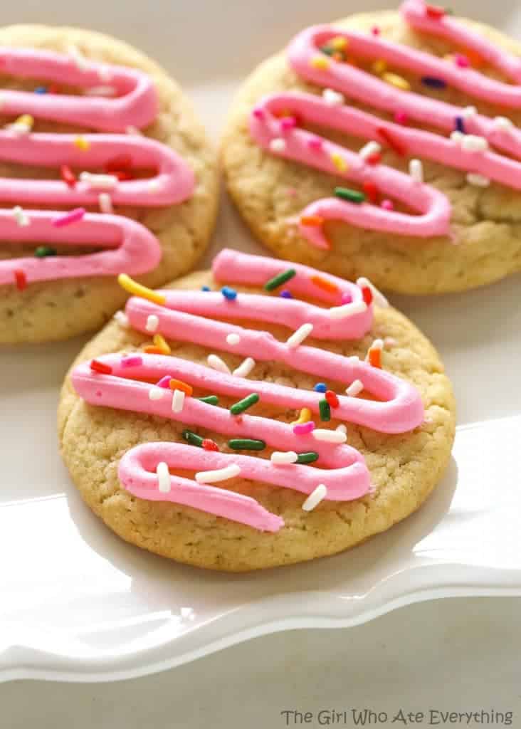 Chewy Sugar Cookies - good without frosting but I couldn't help myself. This recipe is perfection! the-girl-who-ate-everything.com