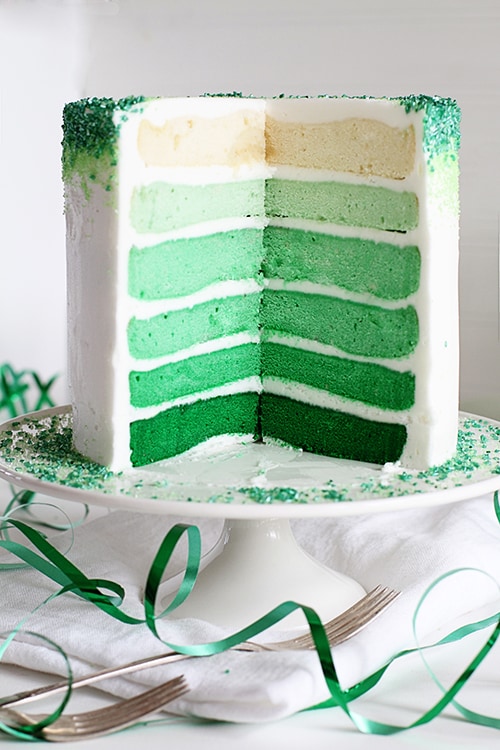 rainbow-green ombre cake