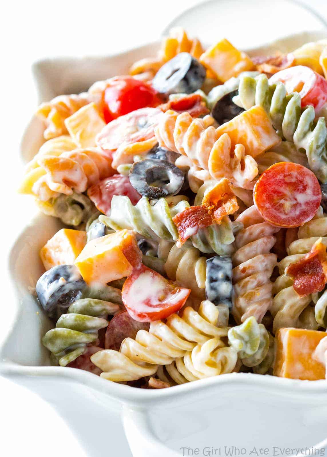 Bacon Ranch Pasta Salad - The Girl Who Ate Everything