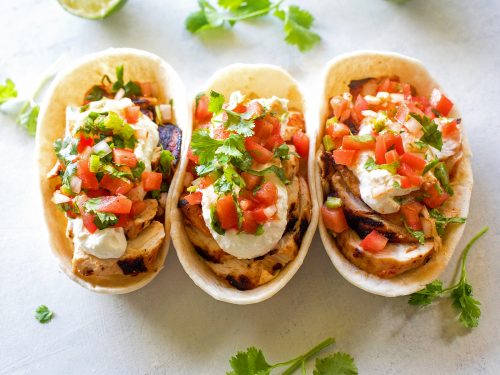 Grilled Chicken Tacos with Feta Cream - The Girl Who Ate Everything