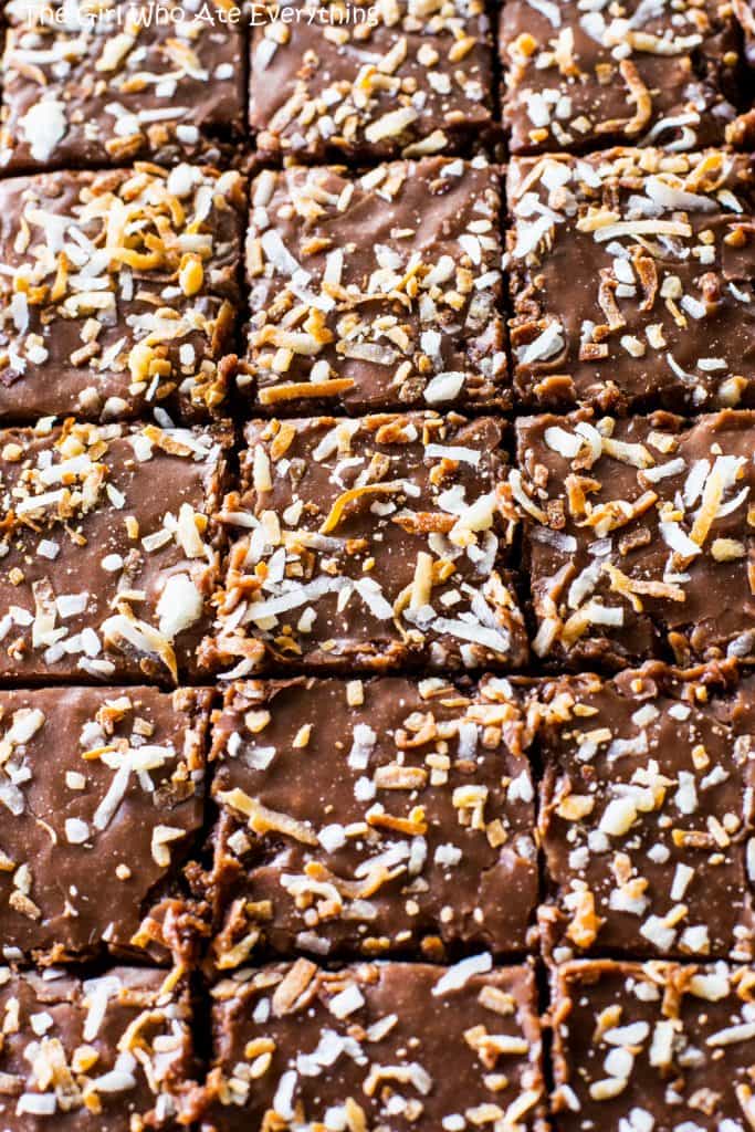 Chocolate Coconut Sheet Cake - your classic sheet cake with toasted coconut added to it. Think Almond Joy!